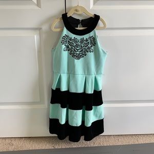 KNITWORKS dress, mint green with black velvet